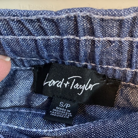 Lord & Taylor blue linen loose pants with tie. - Picture 5 of 7